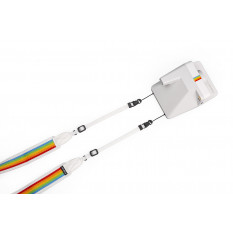 POLAROID CAMERA STRAP FLAT - RAINBOW WHITE STRIPE